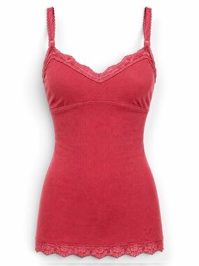 Vintage American Eagle Coral Lace Trim Shelf Bra Cami XS Y2K